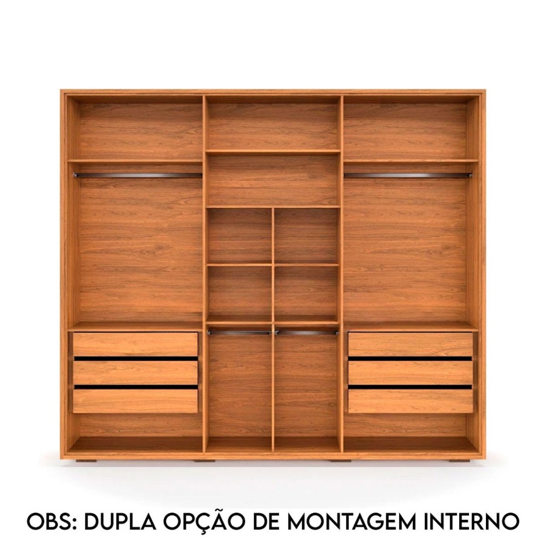 Guarda-roupa 6 Portas Abrir 6 Gavetas Robel Concept 2.7 Liso com Pés - Freijó/Off White