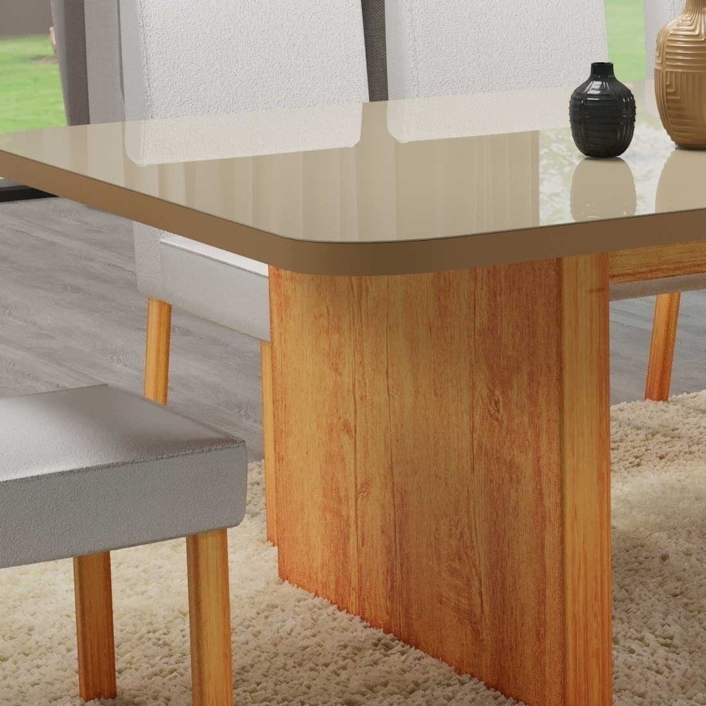 Mesa Rimini 180x90 Tampo de Vidro com 06 cadeiras NPTC9005 - Bom Pastor 