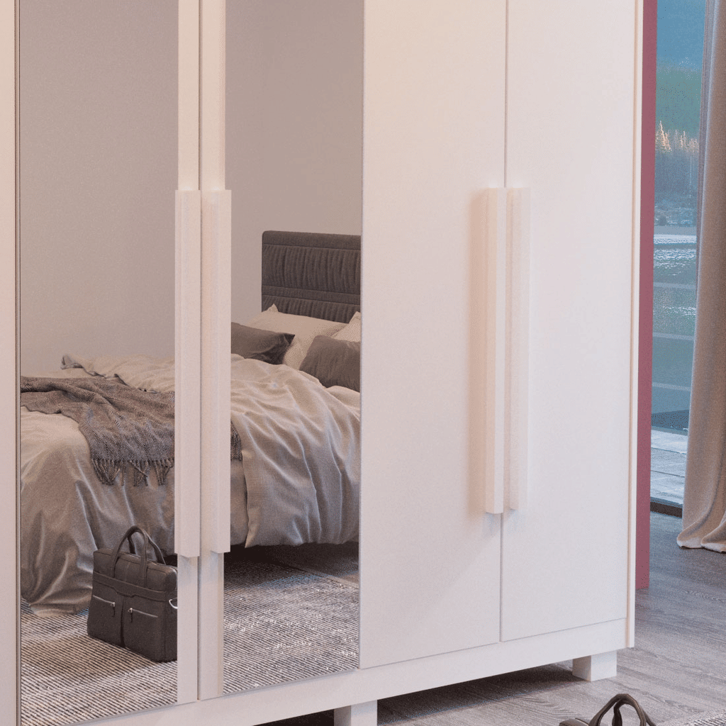 Guarda-Roupa Casal Com Espelho Em MDF 6 Portas Bom Pastor Primore Branco Guarda-Roupa Casal Com Espelho Em MDF 6 Portas Bom Pastor Primore Branco