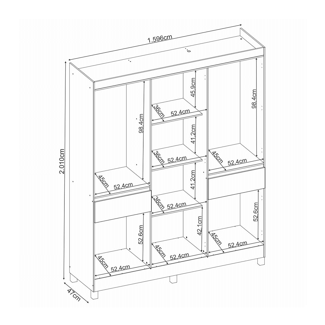 Guarda Roupa Casal 6 Portas Mauá, Amendoa/Grafito - Demóbile