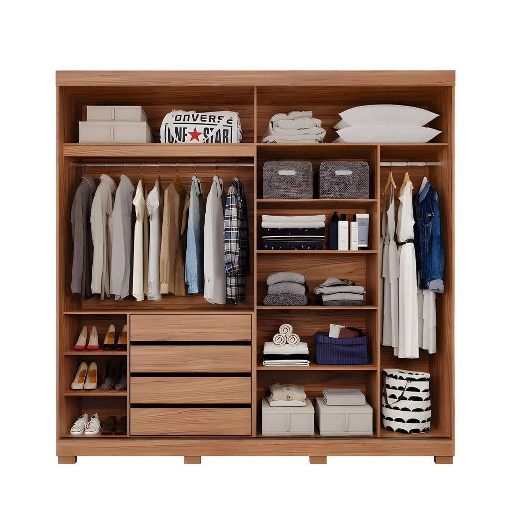 Guarda-Roupa Casal Com Espelho 2 Portas de Correr em MDF Panan Móveis Blumenau Cinamomo/Off White Guarda-Roupa Casal Com Espelho 2 Portas de Correr em MDF Panan Móveis Blumenau Cinamomo/Off White