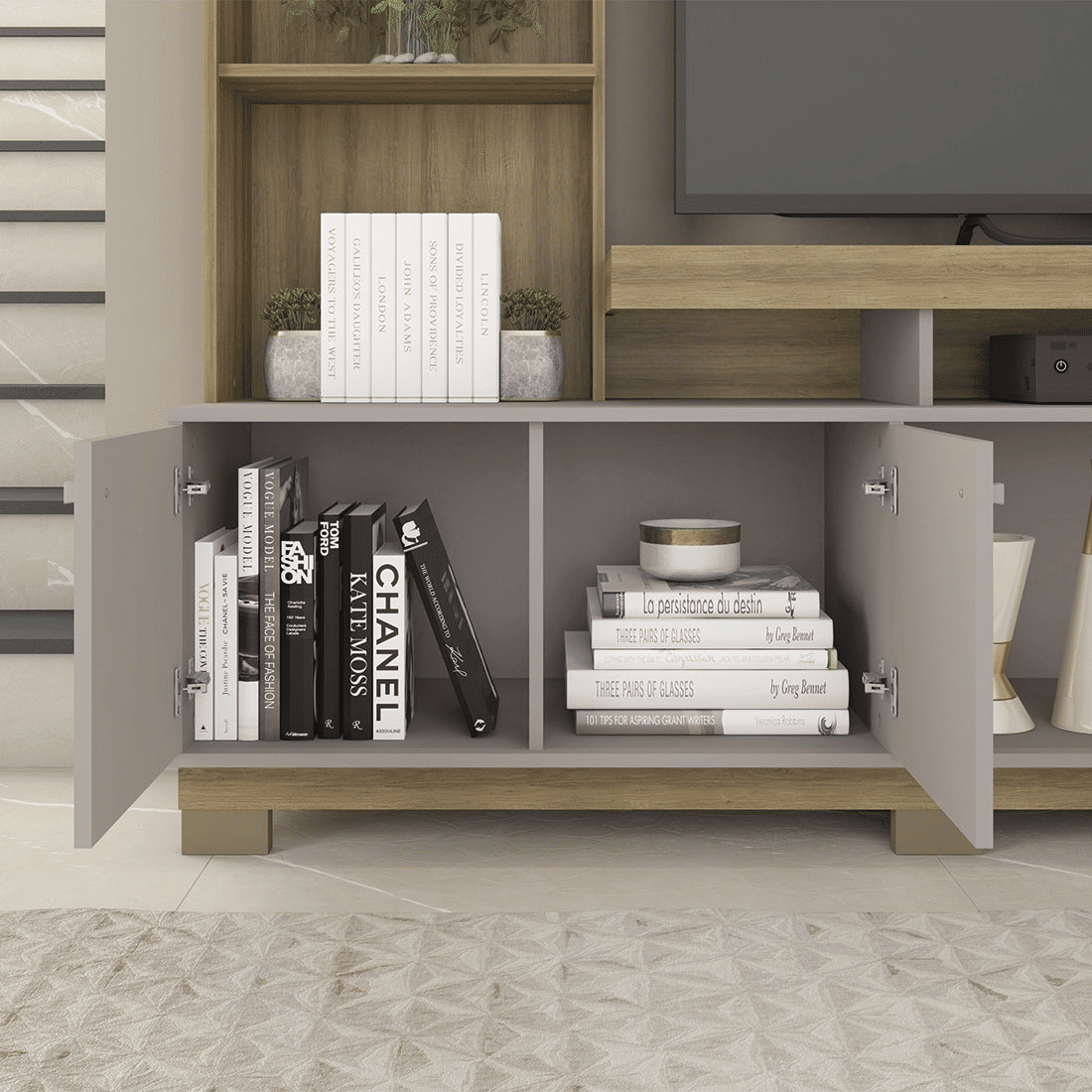 Estante Home para TV até 65 Polegadas Formosa Mel/Cacau Caemmun