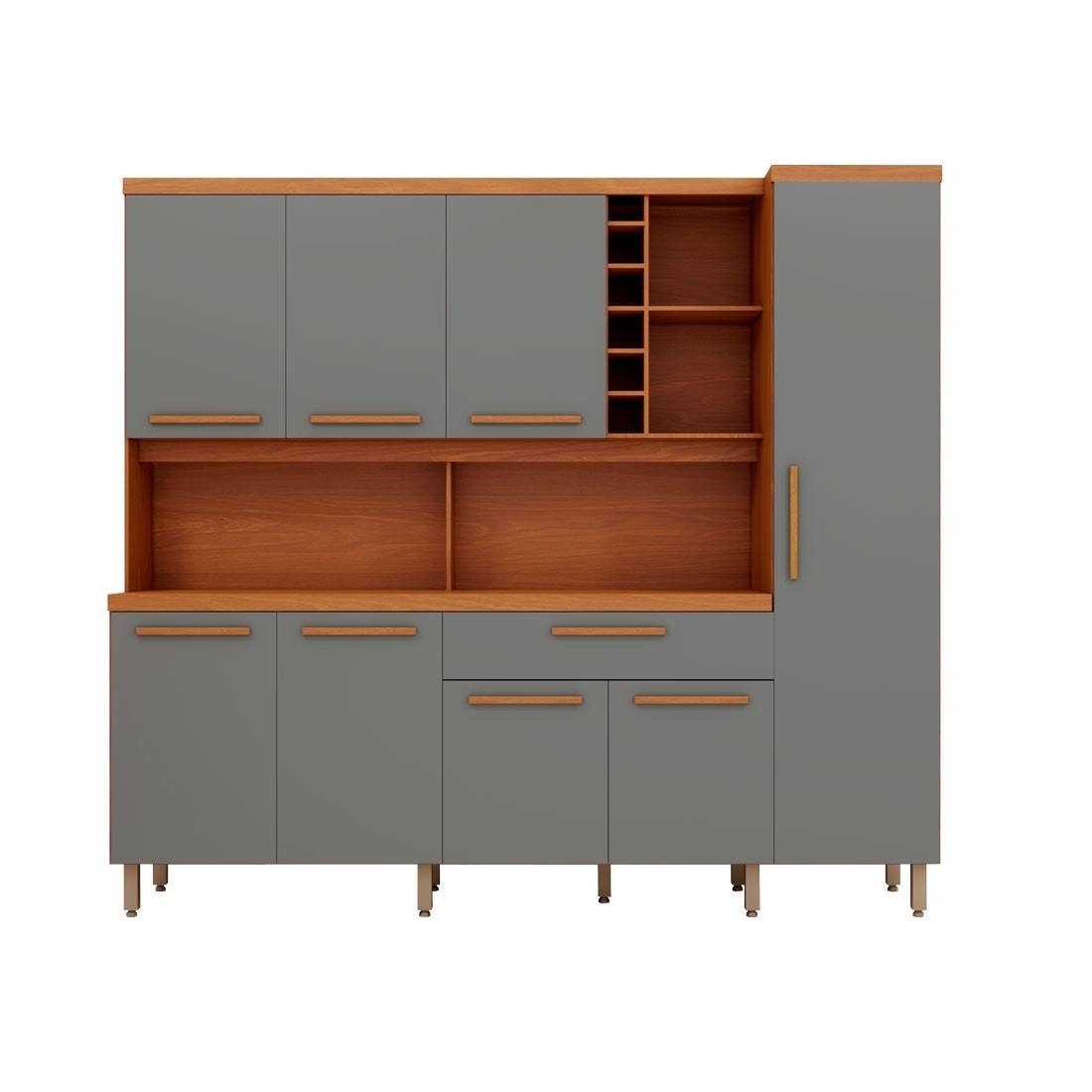 Kit Cozinha Cairo 8 Portas 221cm Luciane - Cum/Cinz
