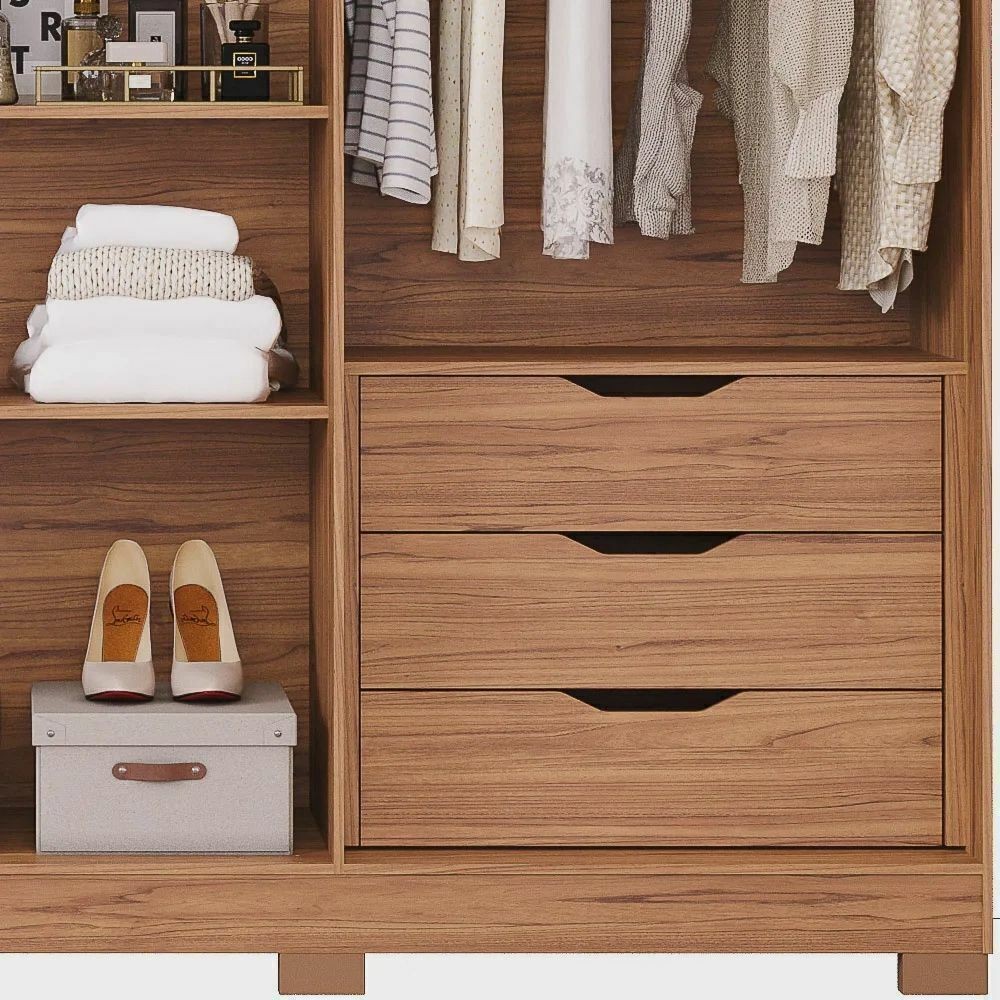 Guarda-Roupa Casal 100% MDF 6 Portas Panan Móveis Cecilia Cinamomo/Off White Guarda-Roupa Casal 100% MDF 6 Portas Panan Móveis Cecilia Cinamomo/Off White