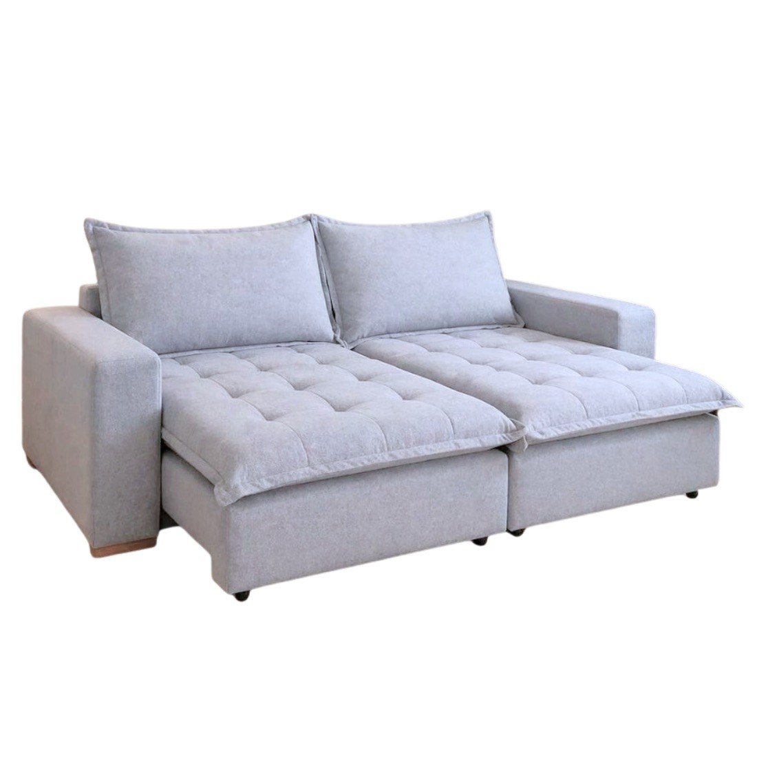 Sofá Cama, Retrátil e Reclinável - 2,40m Milano Design - Espuma D-33 - Molas Ensacadas - Marte Cinza Sofá Cama, Retrátil e Reclinável - 2,40m Milano Design - Espuma D-33 - Molas Ensacadas - Marte Cinza