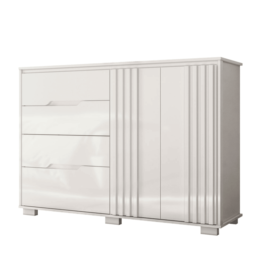 Cômoda com Sapateira Texas 4 Gavetas e 2 Portas Branco - Moval Cômoda com Sapateira Texas 4 Gavetas e 2 Portas Branco - Moval