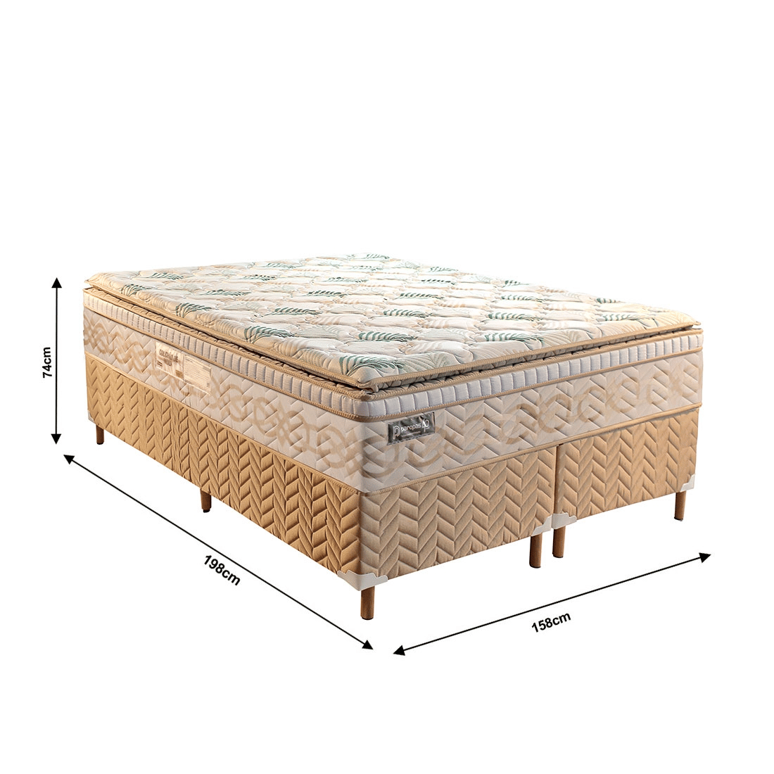 Conjunto Cama Box Queen Size Recordare Bambo Casal 158cm com Molas Ensacadas - Paropas Conjunto Cama Box Queen Size Recordare Bambo Casal 158cm com Molas Ensacadas - Paropas