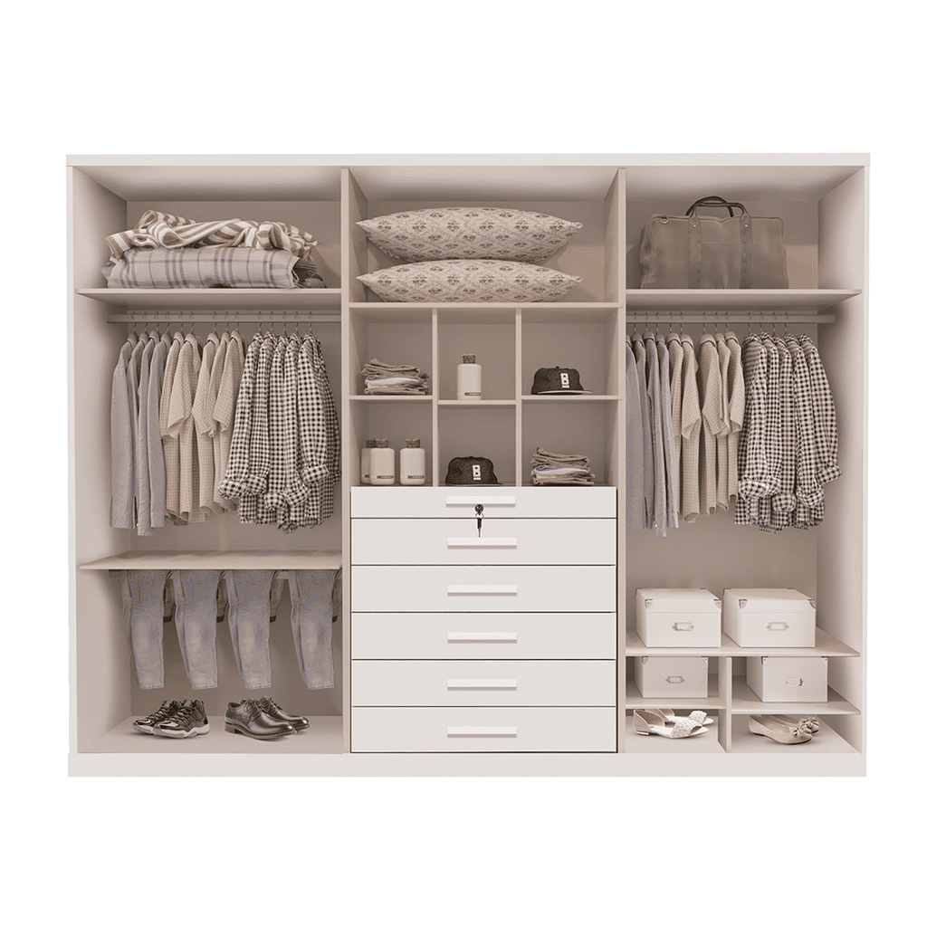 Guarda-Roupa Casal Com Espelho Em MDF 6 Portas Bom Pastor Primore Branco Guarda-Roupa Casal Com Espelho Em MDF 6 Portas Bom Pastor Primore Branco