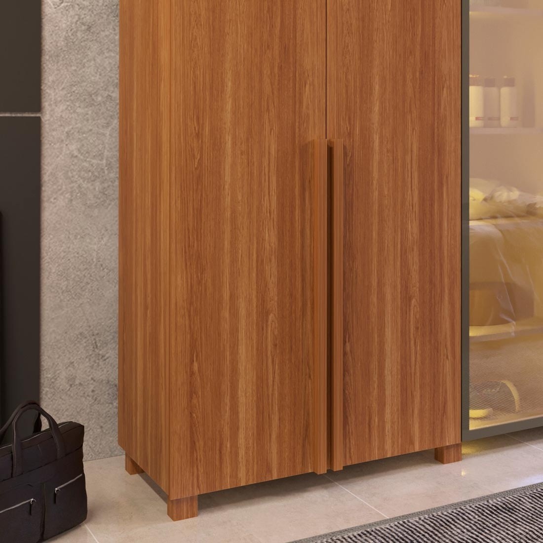 Guarda Roupa 6 Portas Modernita Reflecta com LED Duplex Casal Bom Pastor - Nogal