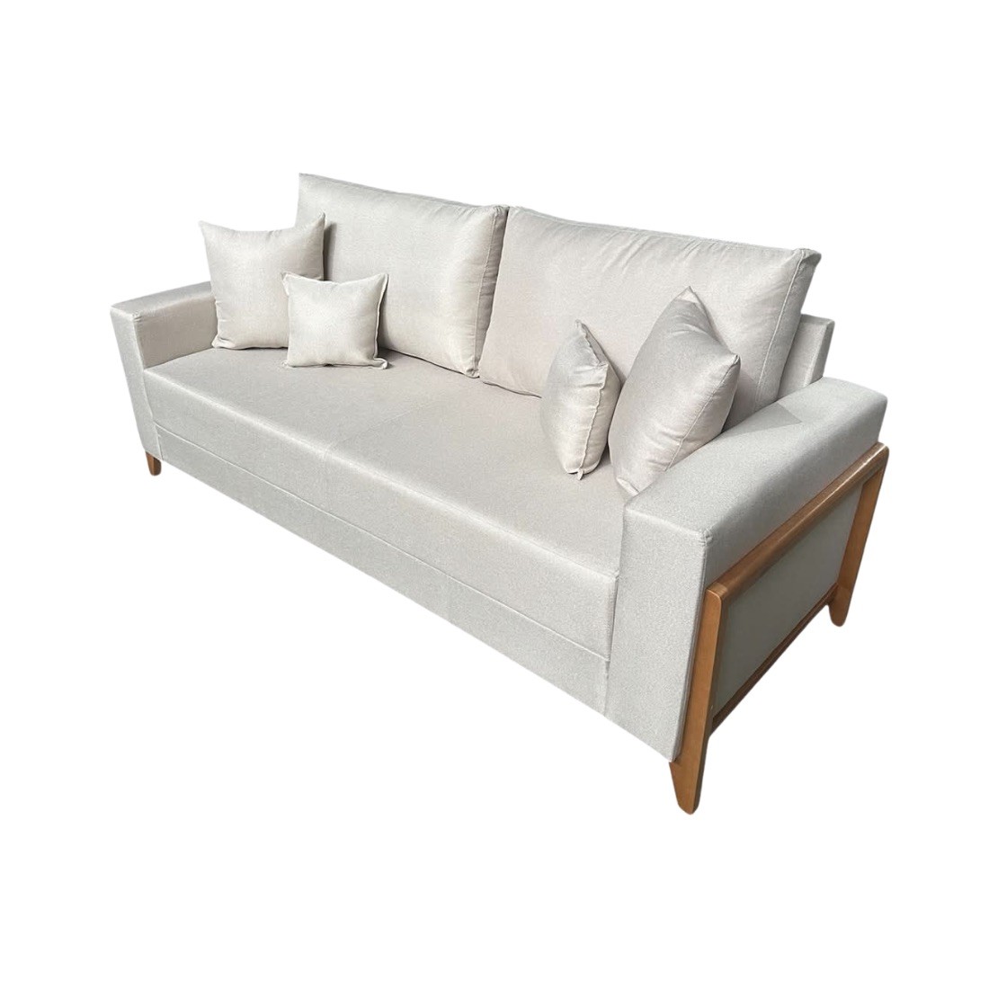 Sofá Living Mensdoza 2.00m Linho Molas Bonel Assento 10cm - Bege Sofá Living Mensdoza 2.00m Linho Molas Bonel Assento 10cm - Bege