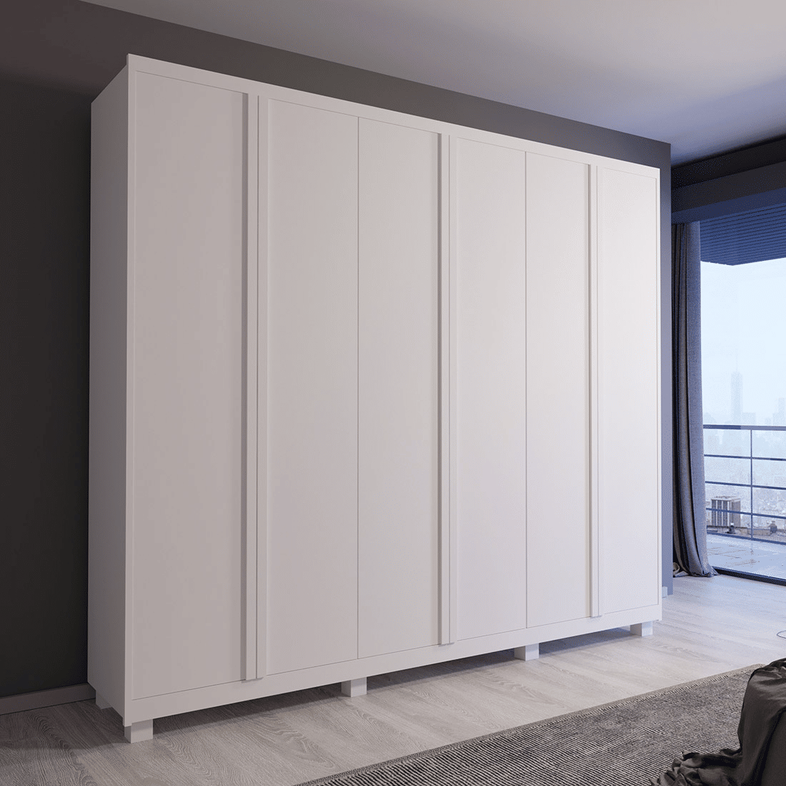 Guarda-roupa Dakota 6 Portas Duplex Casal 100% MDF 273cm - Branco