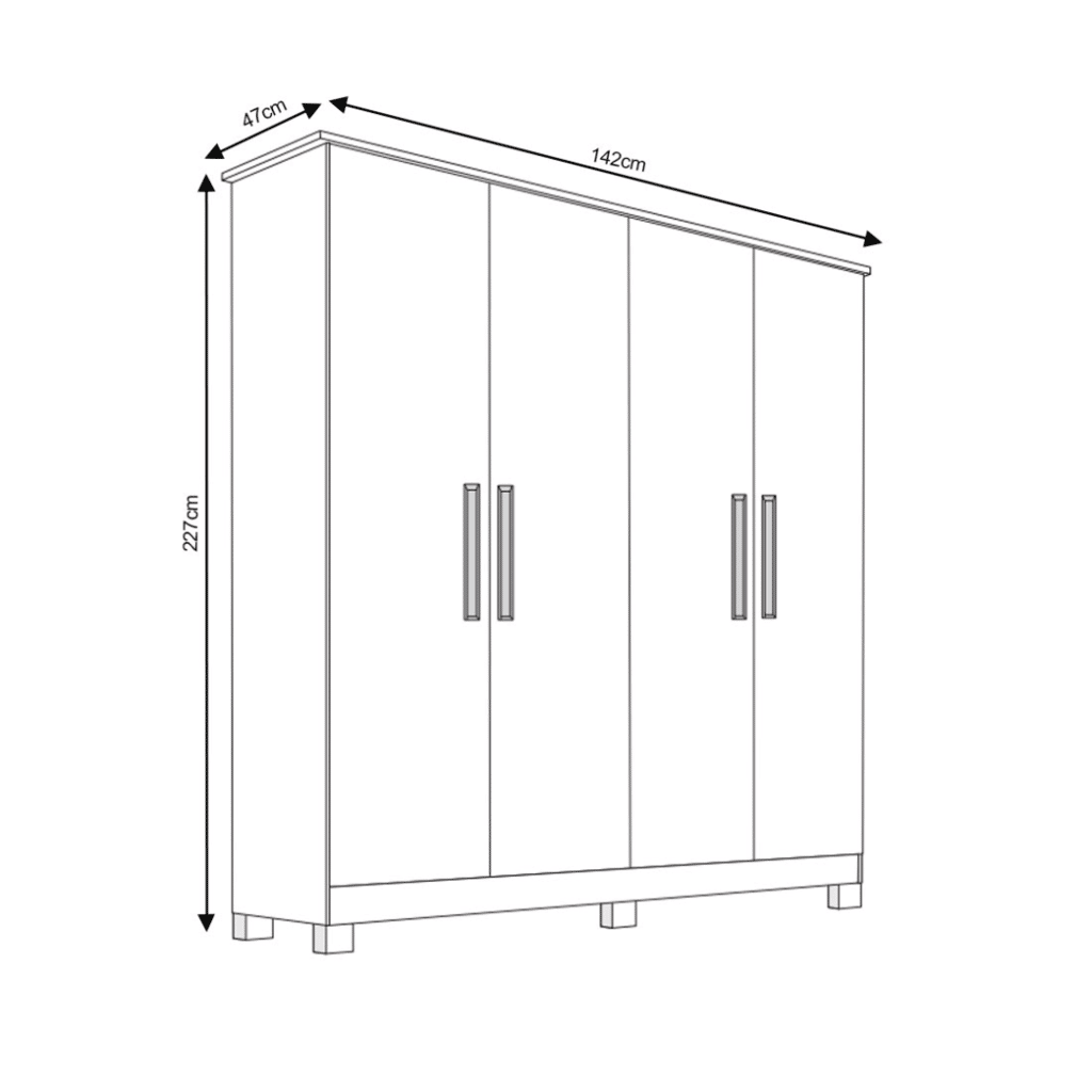 Guarda-Roupa Solteiro Em MDF 4 Portas Bianchi Nina Branco Guarda-Roupa Solteiro Em MDF 4 Portas Bianchi Nina Branco