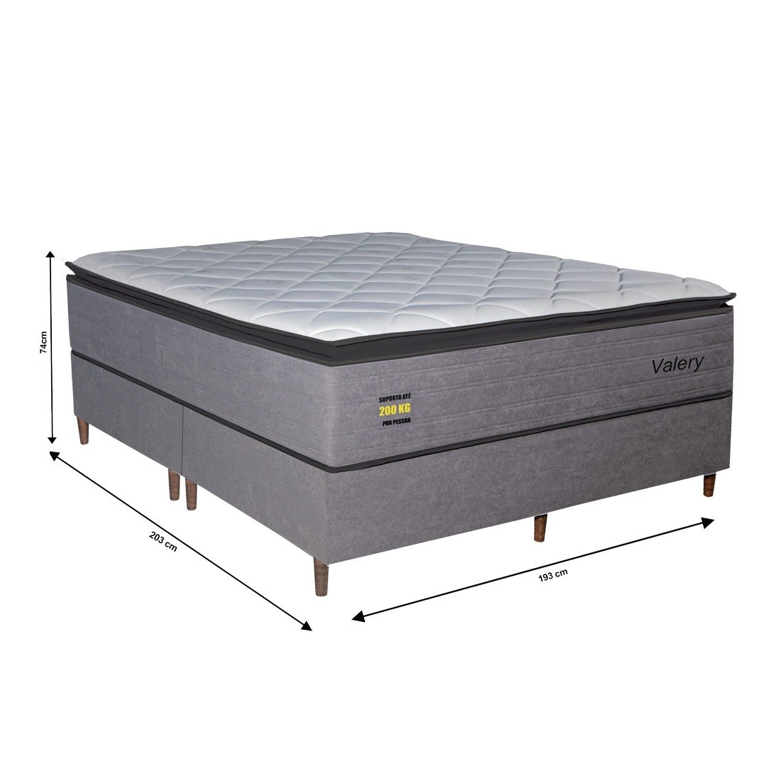 Conjunto Box Casal 193cm Valery PKT Molas Ensacadas Espuma D45 - Bom Pastor