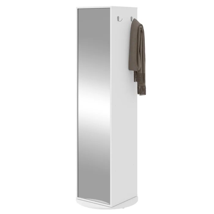 Multiuso Sapateira Esthela com Espelho e Base Giratória – Lopas – Cor Branco Multiuso Sapateira Esthela com Espelho e Base Giratória – Lopas – Cor Branco