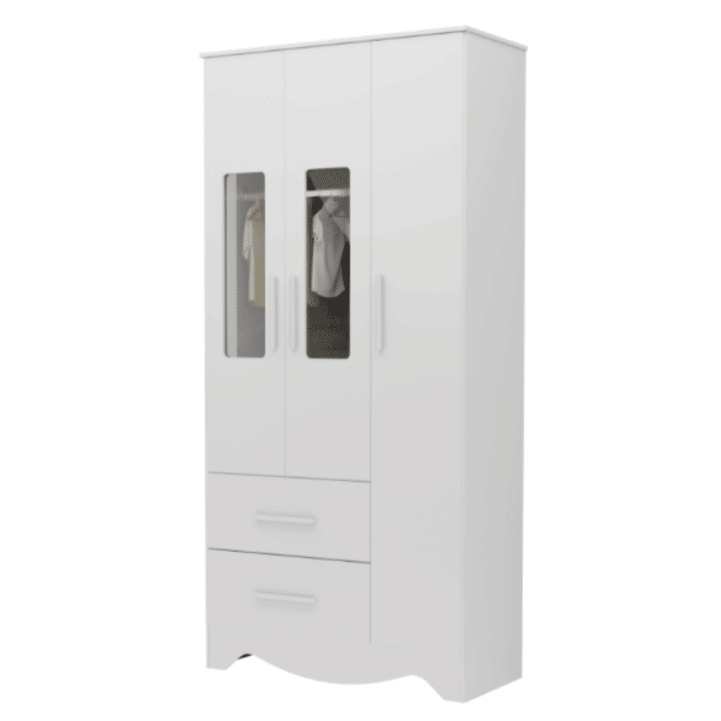 Guarda-Roupa Infantil 3 Portas em MDF Moveis Peroba Popy Branco Brilho