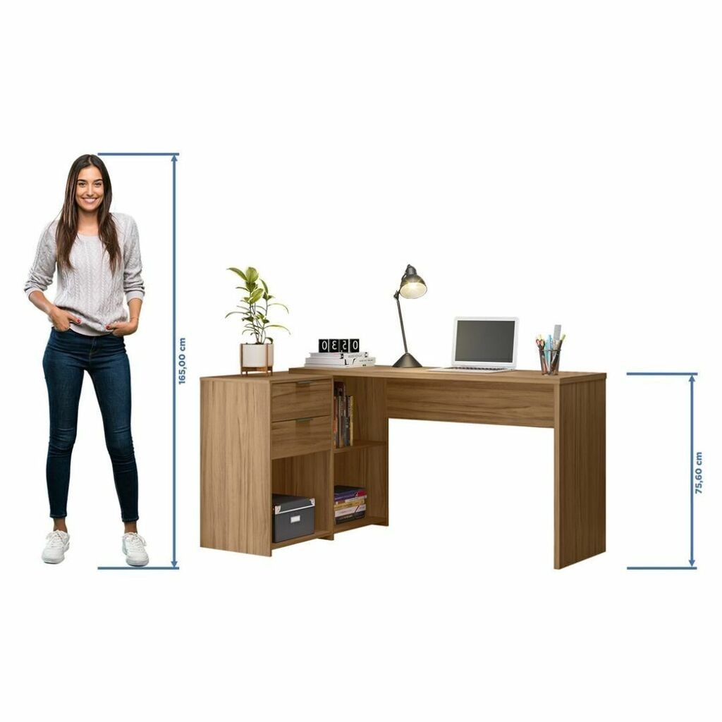 Mesa de Escritório Canto em L Articulada com 2 Gavetas Notável Oficce NT2060 Freijó Mesa de Escritório Canto em L Articulada com 2 Gavetas Notável Oficce NT2060 Freijó