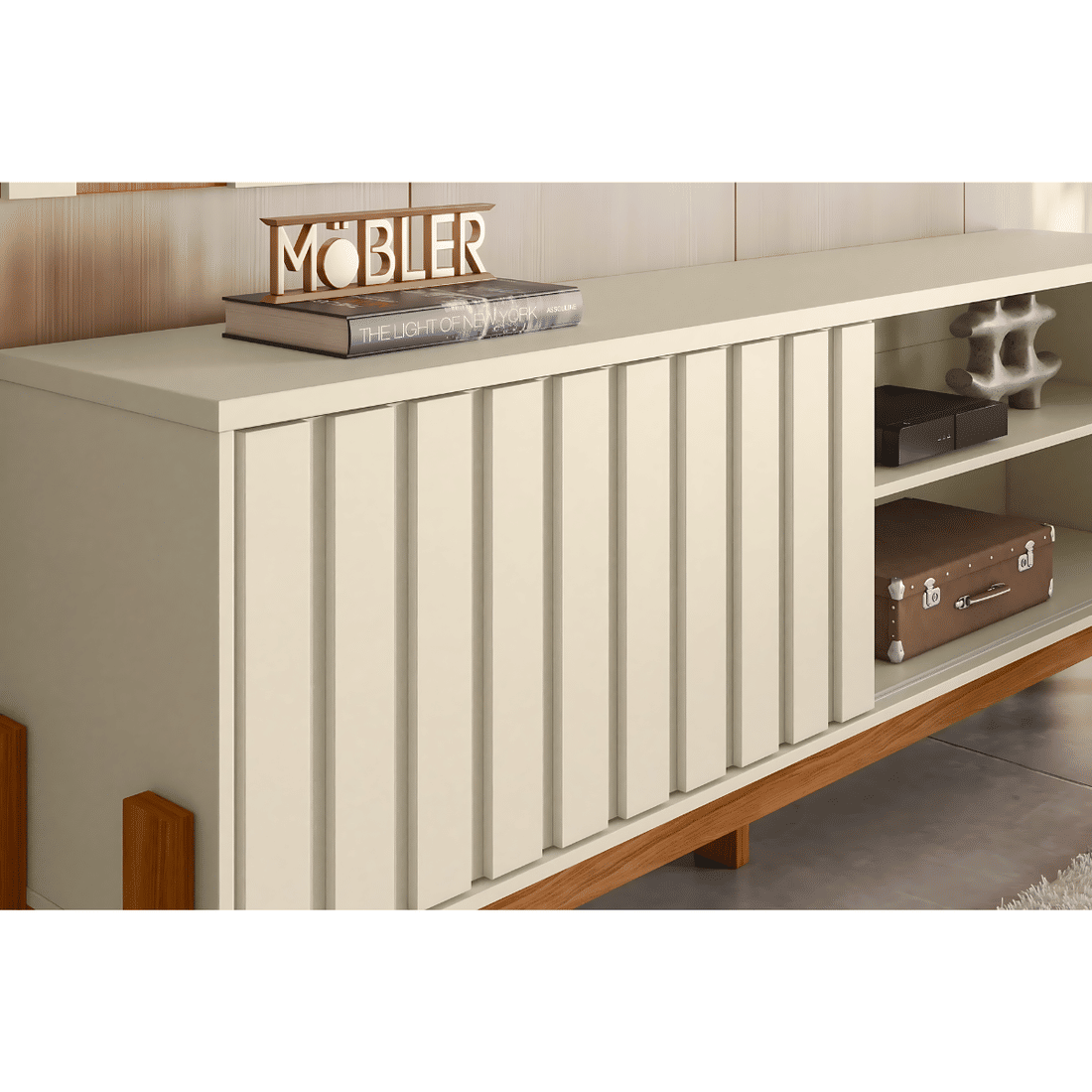 Rack Bancada New Aurora Mobler Pérola Metalizado / Cinamomo Mel