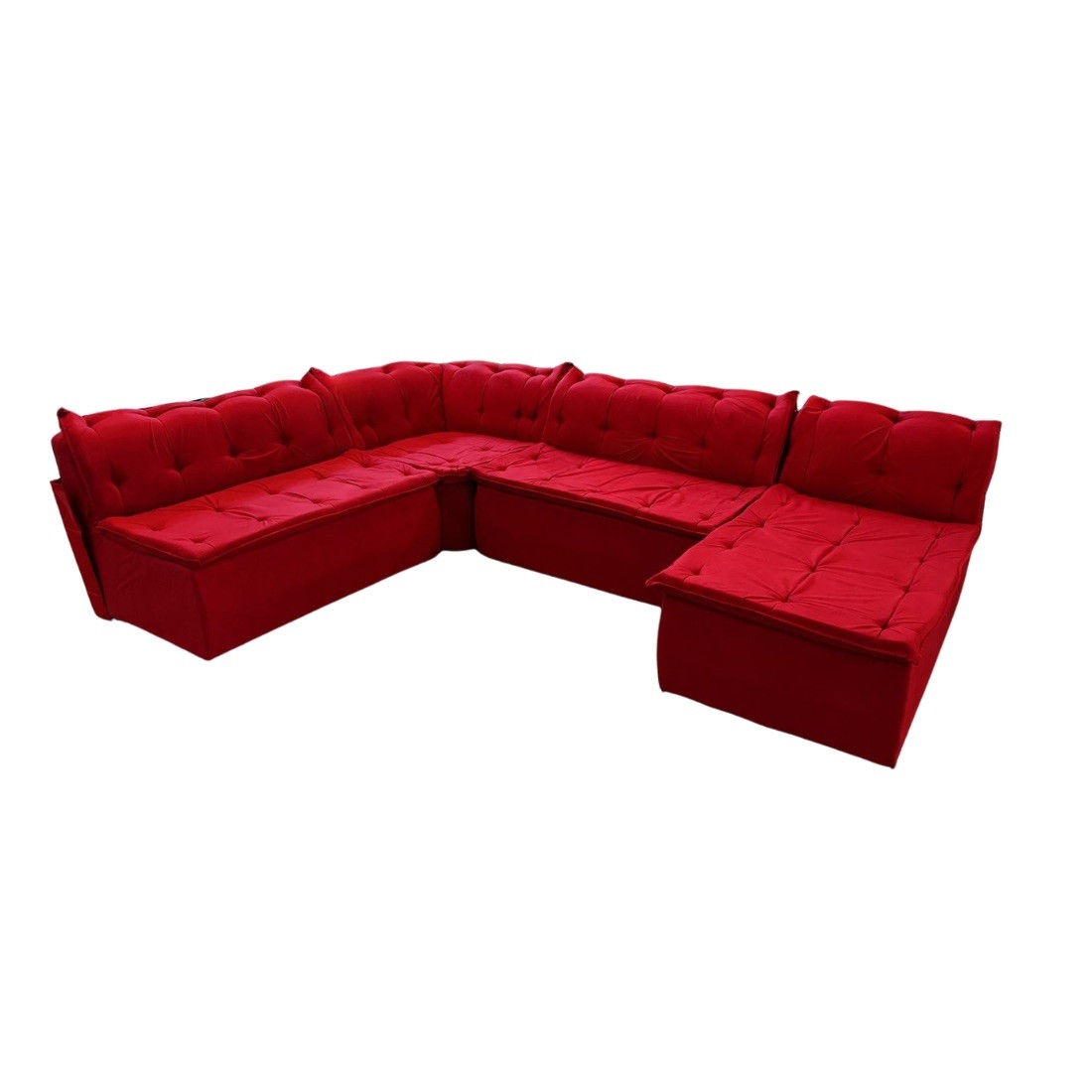 Sofá de Canto Malu com Chaise Fenix 4 Módulos Vermelho
