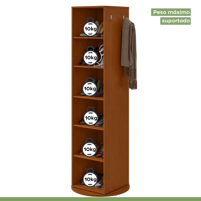 Multiuso Sapateira Esthela com Espelho e Base Giratória – Lopas – Cor Frassino Multiuso Sapateira Esthela com Espelho e Base Giratória – Lopas – Cor Frassino