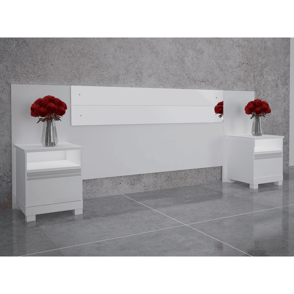 Cabeceira Casal/Queen em MDF com Espelho Bom Pastor Bariloche - Branco Brilho Cabeceira Casal/Queen em MDF com Espelho Bom Pastor Bariloche - Branco Brilho