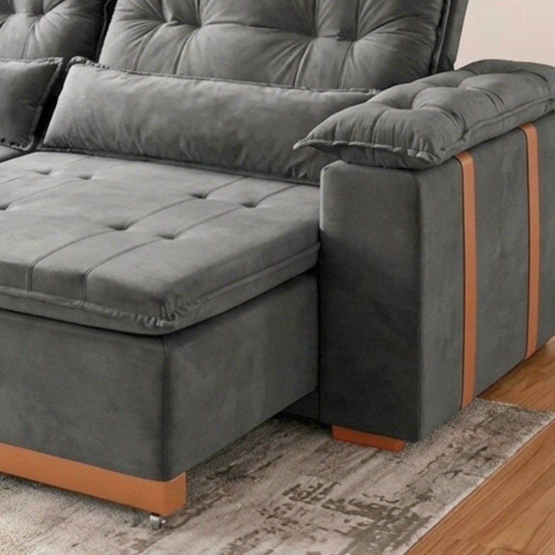 Sofá Retrátil Reclinável Imperador 230cm 2 Modulos - Cinza Sofá Retrátil Reclinável Imperador 230cm 2 Modulos - Cinza