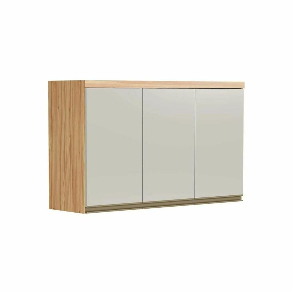 Armário Aéreo P/ Cozinha Chardonnay 3 Portas 120cm Amendoa/off White - Ronipa Armário Aéreo P/ Cozinha Chardonnay 3 Portas 120cm Amendoa/off White - Ronipa