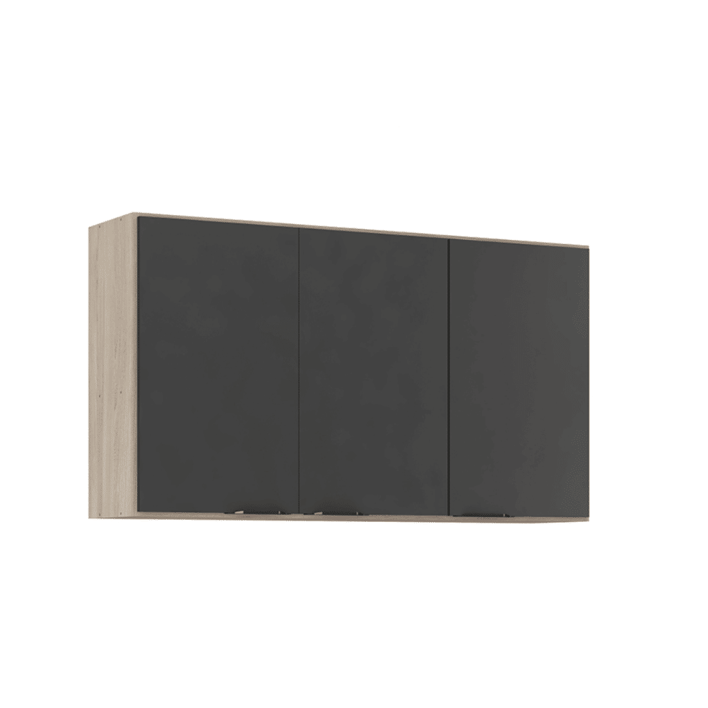 Armário Aéreo de Cozinha 3 Portas, Firenze 120cm - Demobile - Avela/Grafite Armário Aéreo de Cozinha 3 Portas, Firenze 120cm - Demobile - Avela/Grafite