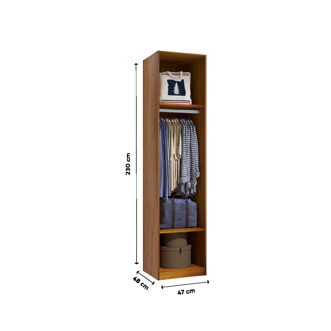 Modulo Guarda-Roupa Tivoli 1 Porta, 100% MDF Nature/Bege - Bom Pastor