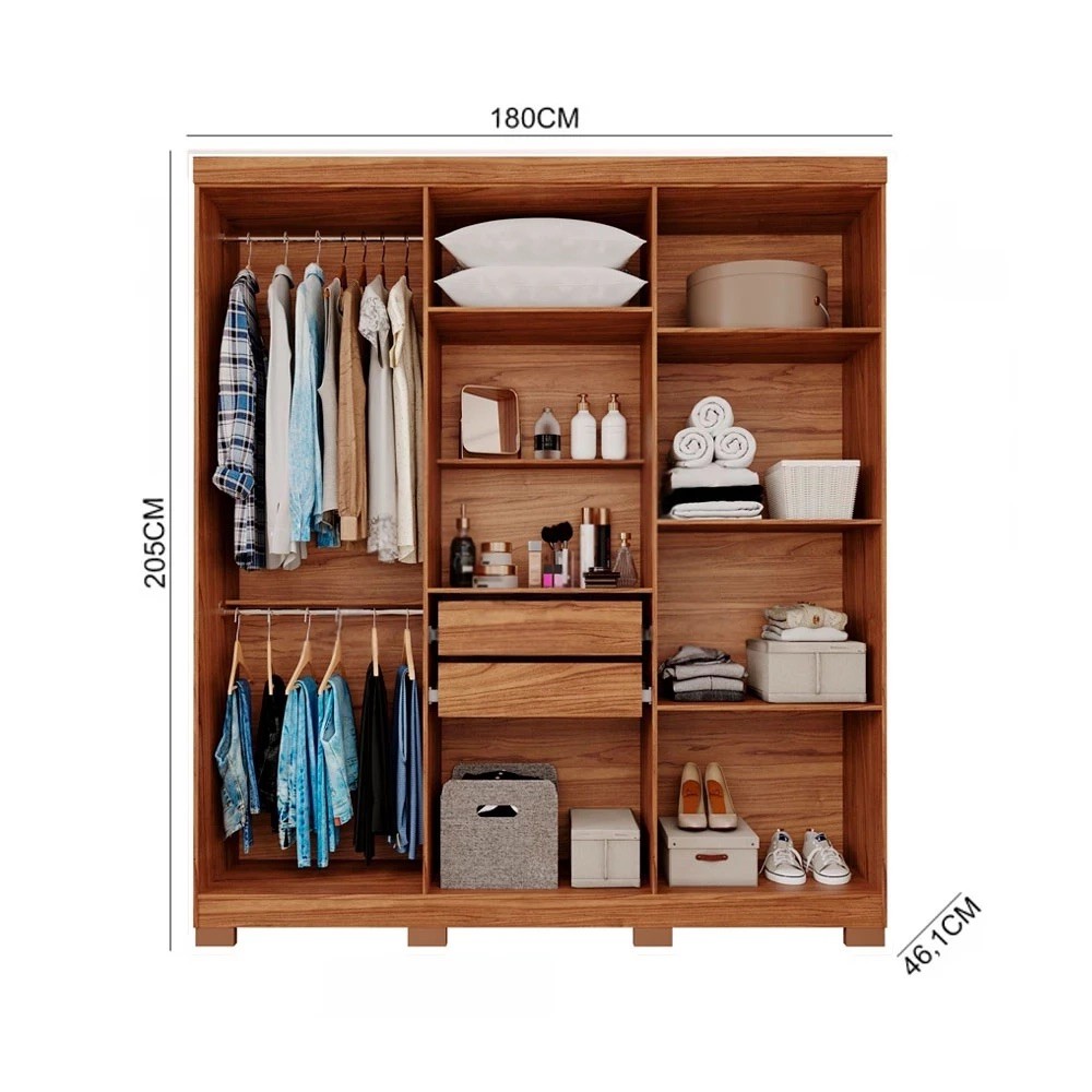 Guarda-Roupa Casal Em MDF 6 Portas Panan Milena Cinamomo/Grafiato Guarda-Roupa Casal Em MDF 6 Portas Panan Milena Cinamomo/Grafiato