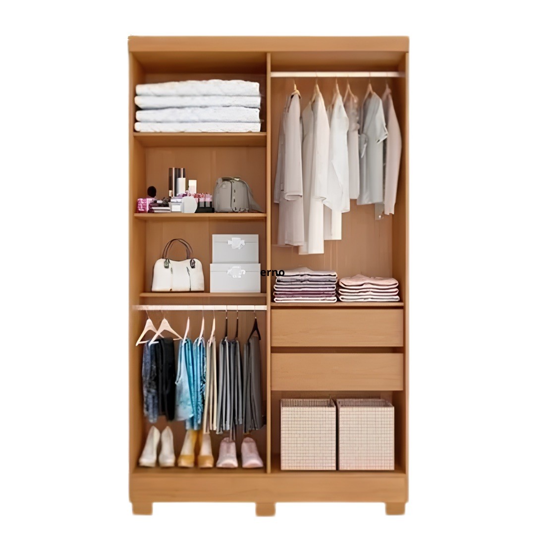 Guarda-Roupa Solteiro 100% MDF 4 Portas Sergipe Nature/Off White - Bianchi Guarda-Roupa Solteiro 100% MDF 4 Portas Sergipe Nature/Off White - Bianchi
