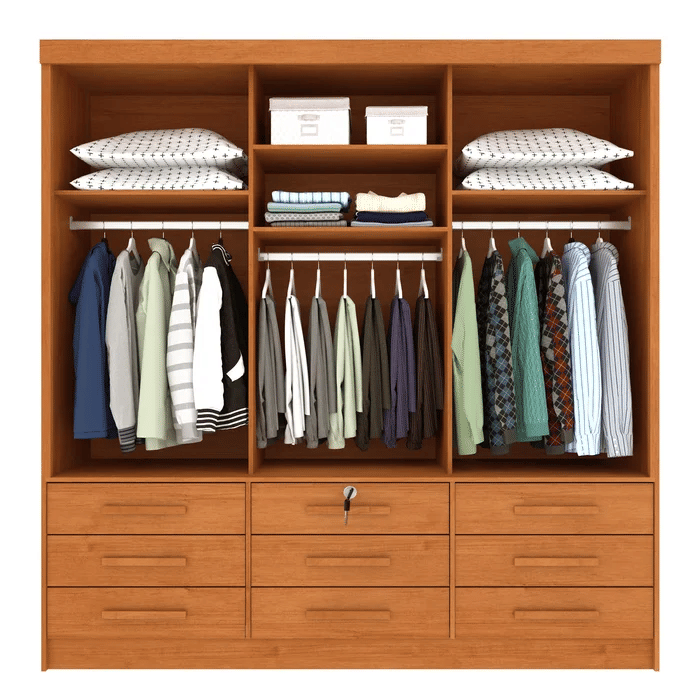 Guarda-Roupa Casal 3 Portas 9 Gavetas Tcil Móveis Chicago Cinamomo Guarda-Roupa Casal 3 Portas 9 Gavetas Tcil Móveis Chicago Cinamomo