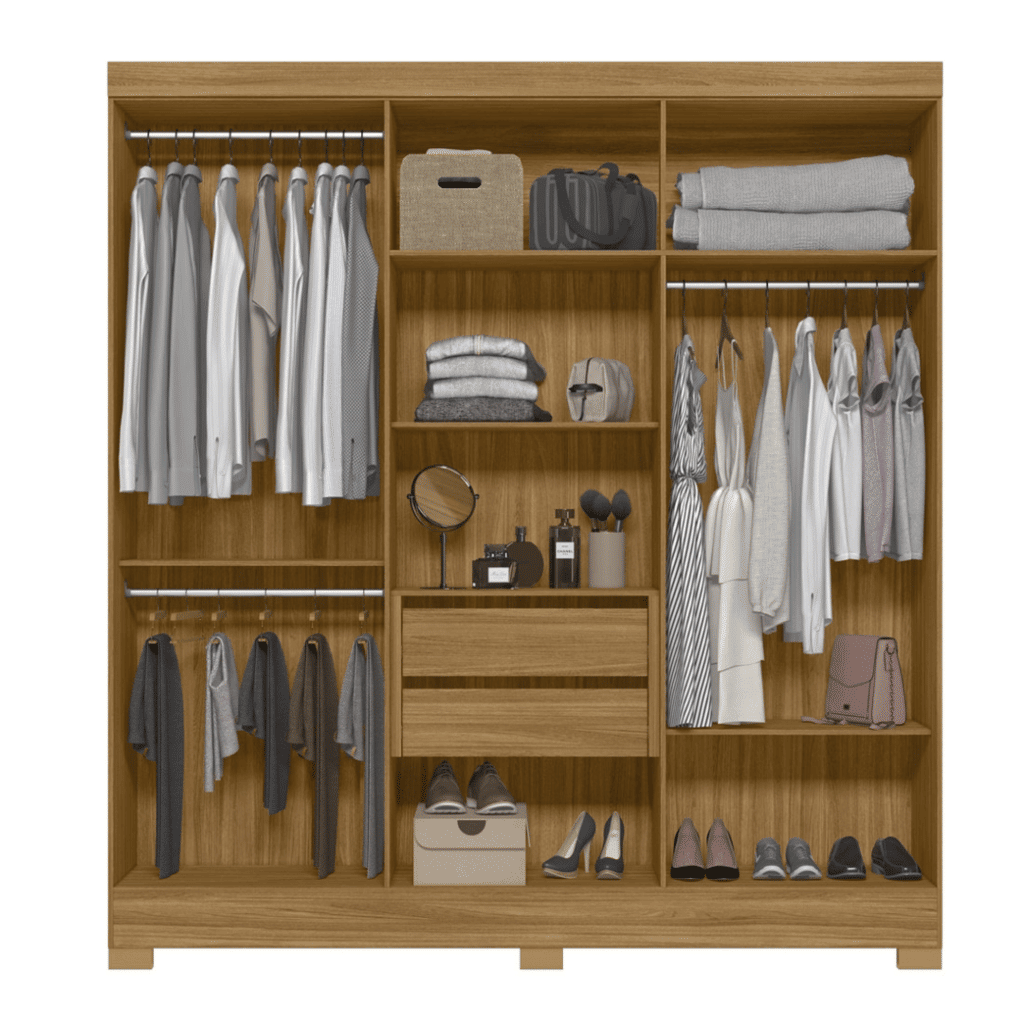 Guarda Roupa Casal Valênça 6 Portas Ripado com Espelho Freijo/Ripado Moval Guarda Roupa Casal Valênça 6 Portas Ripado com Espelho Freijo/Ripado Moval