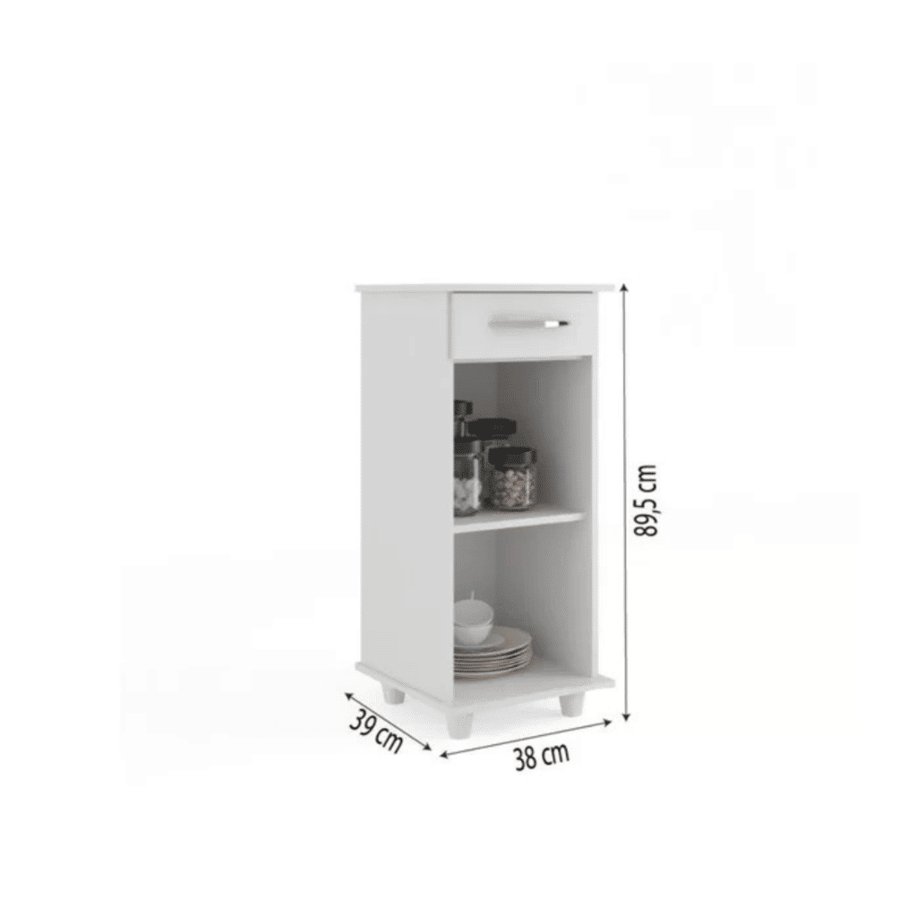 Balcão de Cozinha Multiuso 1 Portas 1 Gaveta Viena Branco Fiorello Balcão de Cozinha Multiuso 1 Portas 1 Gaveta Viena Branco Fiorello