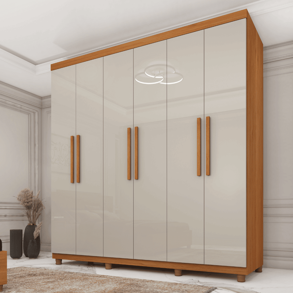Guarda-Roupa Casal em MDF 6 Portas Tcil Móveis Suécia Cinamomo/Off White Guarda-Roupa Casal em MDF 6 Portas Tcil Móveis Suécia Cinamomo/Off White