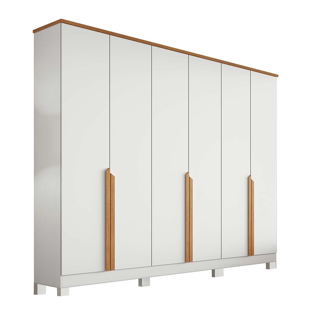 Guarda-roupa Casal 100% MDF Bianca 6 Portas 230cm Bianchi - Branco/Nature Guarda-roupa Casal 100% MDF Bianca 6 Portas 230cm Bianchi - Branco/Nature