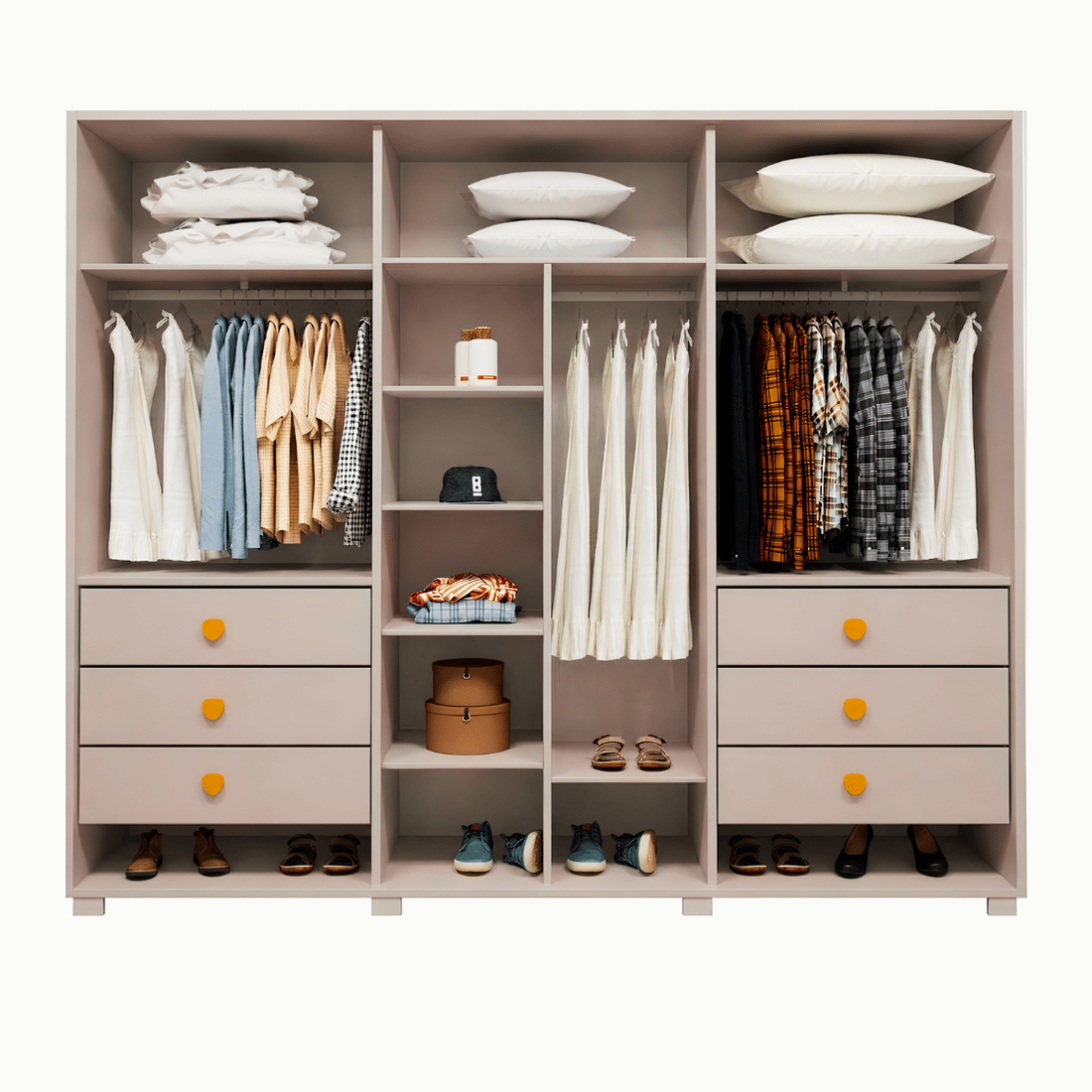 Guarda-roupa Casal Diamante 6 Portas 6 Gavetas 242cm Bom Pastor - Bege