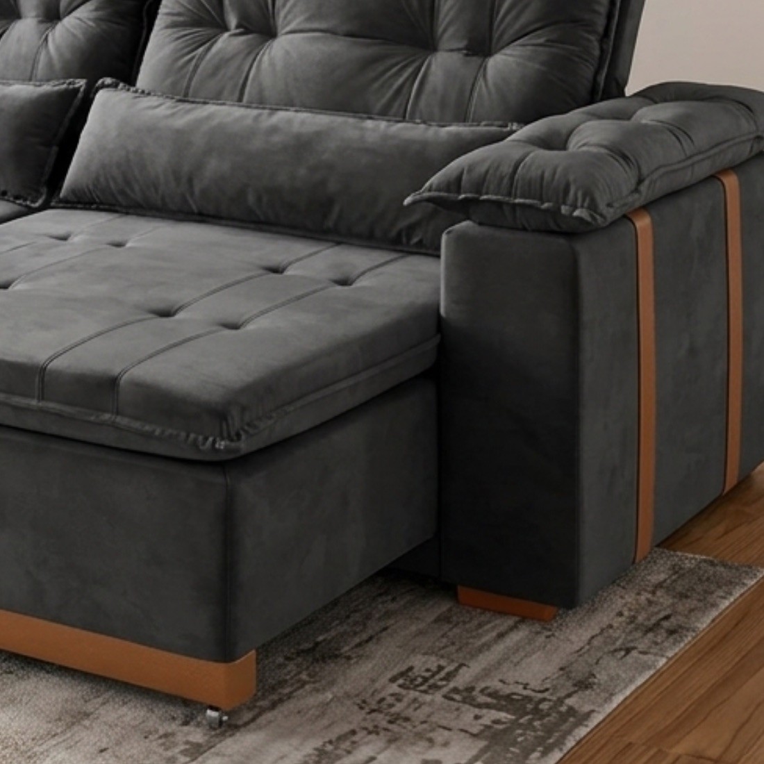 Sofá Retrátil Reclinável Imperador 230cm 2 Modulos  - Cinza
