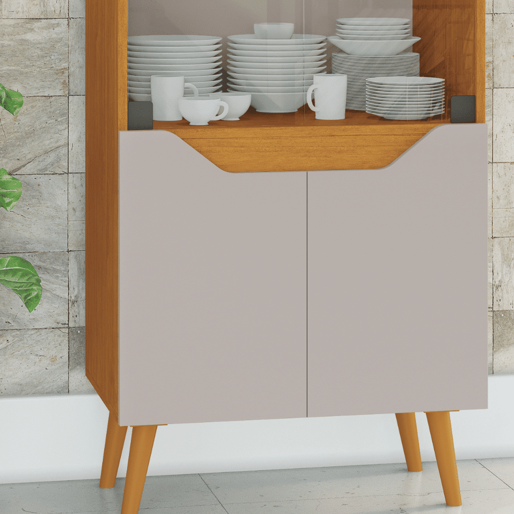 Cristaleira Plena 4 Portas Cinamomo/Off White - Jcm Móveis 