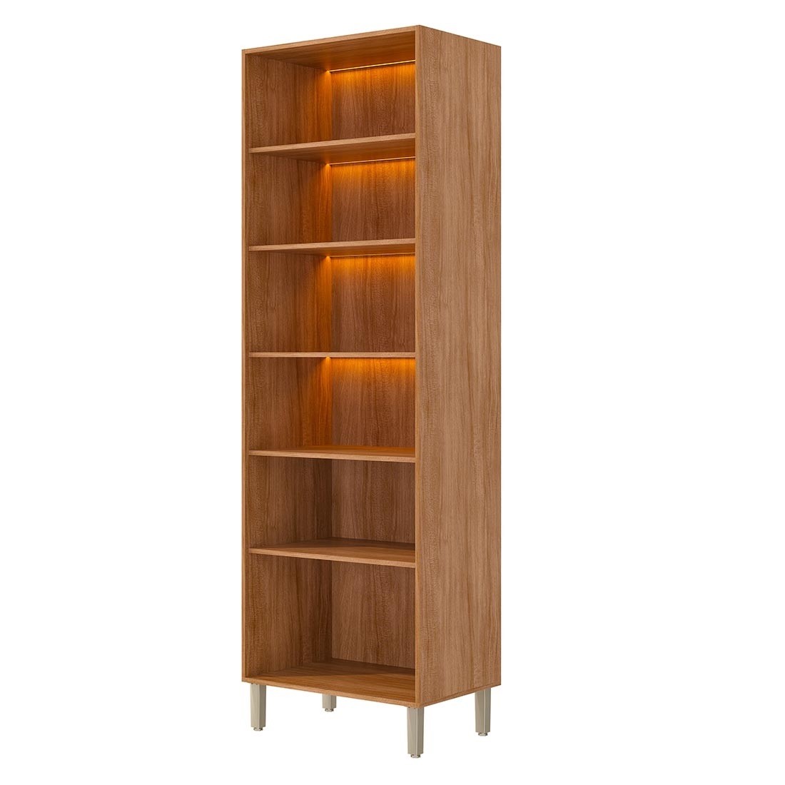 Cristaleira Reflecta Esplendida 100% MDF com LED 2 Portas 70cm MGM - Cinamomo/ Of White