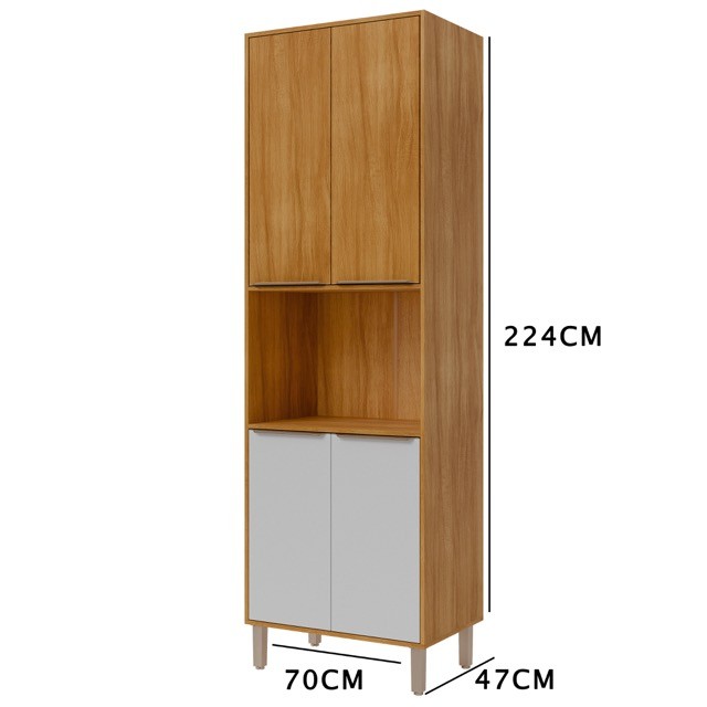 Paneleiro Torre Quente 70cm 100% MDF Divina Mgm Móveis - Cinamomo/Off White
