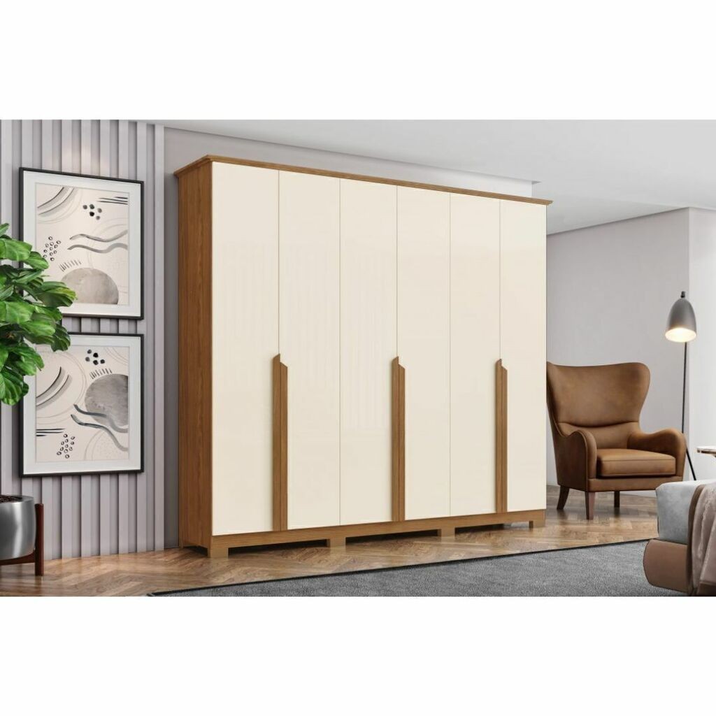 Guarda-roupa Casal Andreas 6 Portas Nature/Off - Henn Guarda-roupa Casal Andreas 6 Portas Nature/Off - Henn