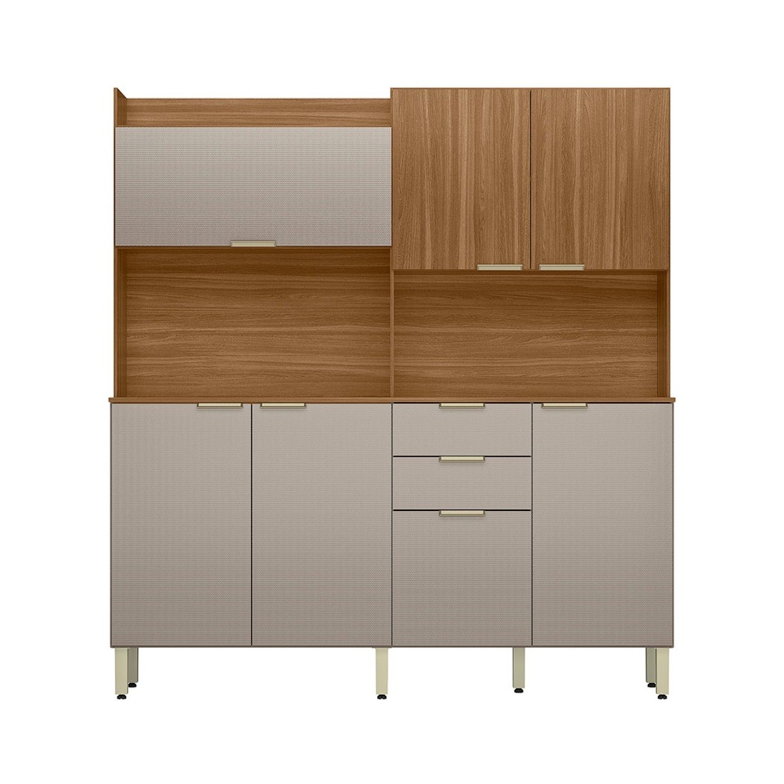 Kit Cozinha Compacta Pitaya 07 Portas e 2 Gavetas Demóbile - Amendoa/Nude Texturado Kit Cozinha Compacta Pitaya 07 Portas e 2 Gavetas Demóbile - Amendoa/Nude Texturado