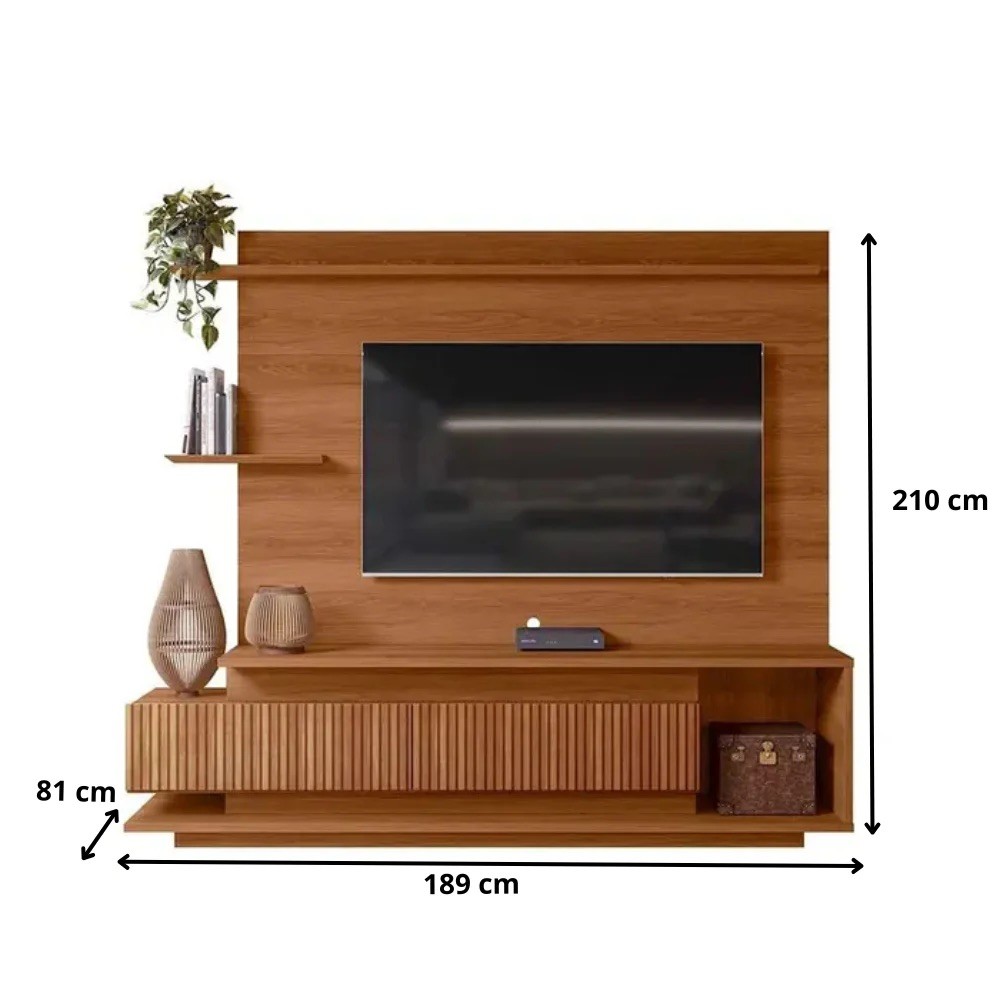 Home Para TV 65 Polegadas Istambul 2 Portas Ripado 3D Jequitibá Lukaliam