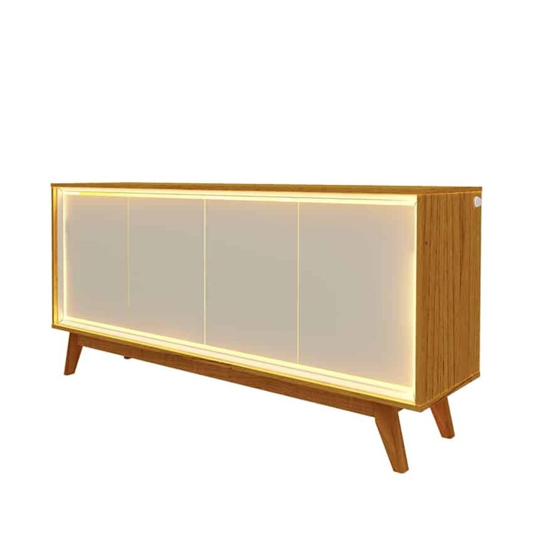 Buffet 160 Requinte 4 Portas 100% MDF Com Pés Madeira Naturale Off Gelius