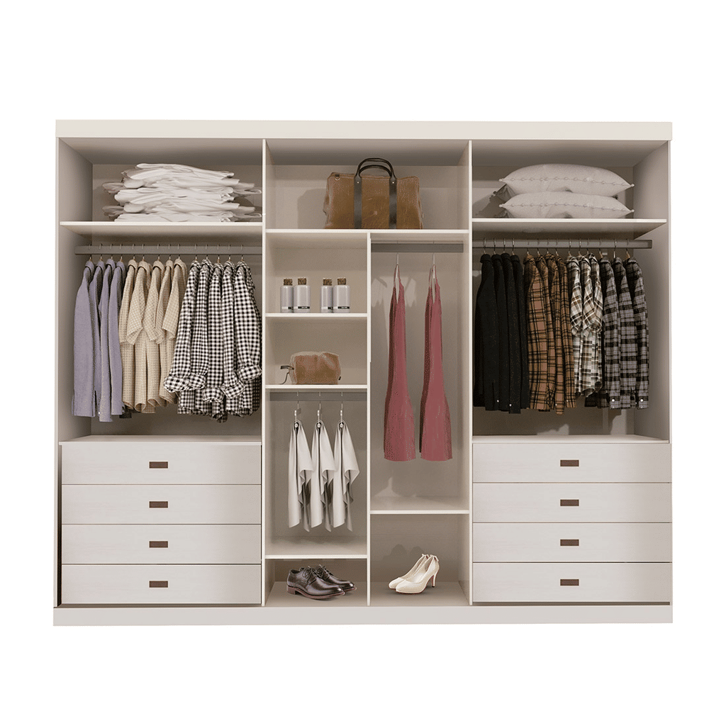 Guarda Roupa Casal Com Espelho 3 Portas de Correr em MDF Maximus Branco - Bom Pastor  Guarda Roupa Casal Com Espelho 3 Portas de Correr em MDF Maximus Branco - Bom Pastor