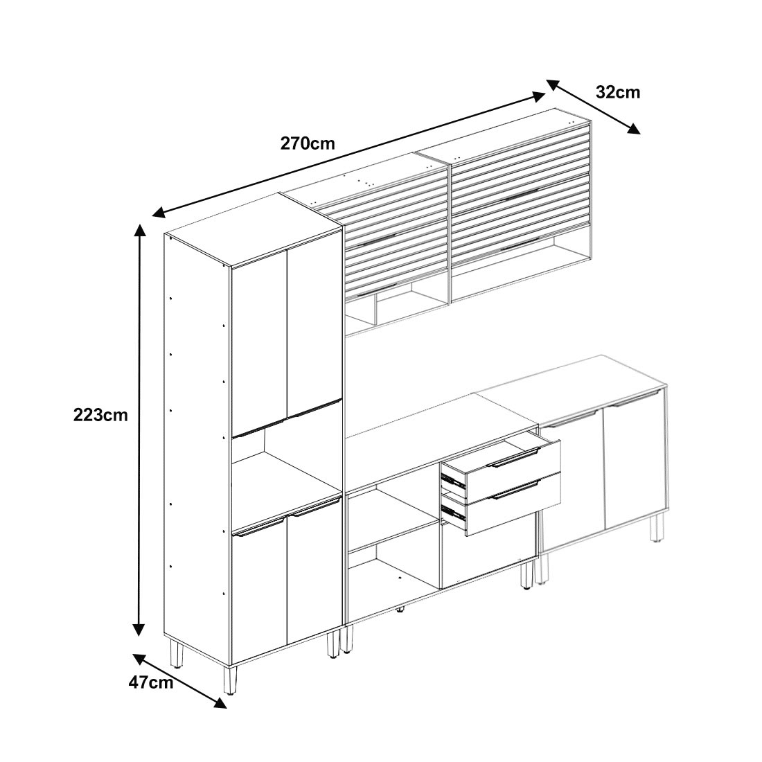 Cozinha Completa Modulada em MDF 5 Módulos MGM Esplêndida Cinamomo/Off White Cozinha Completa Modulada em MDF 5 Módulos MGM Esplêndida Cinamomo/Off White
