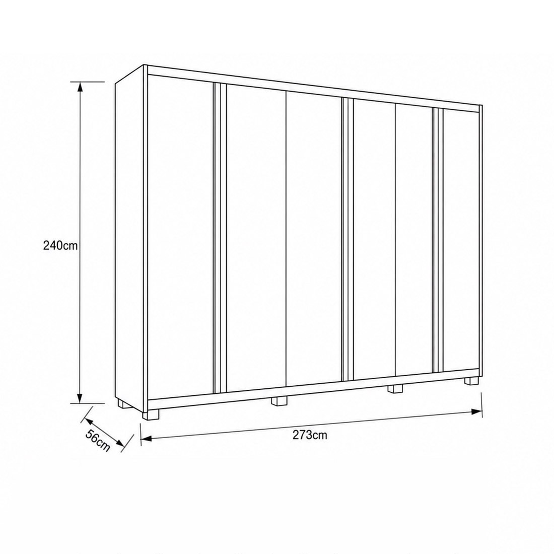 Guarda-roupa Dakota 6 Portas Duplex Casal 100% MDF Bom Pastor - Natural/Off White