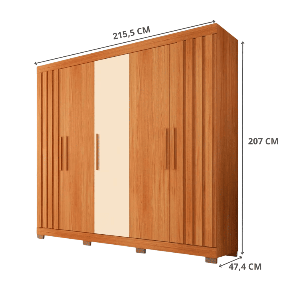 Guarda-Roupa Casal 5 Portas 2 Gavetas Sophia 2.2 Caemmun - Freijó/Off White Guarda-Roupa Casal 5 Portas 2 Gavetas Sophia 2.2 Caemmun - Freijó/Off White