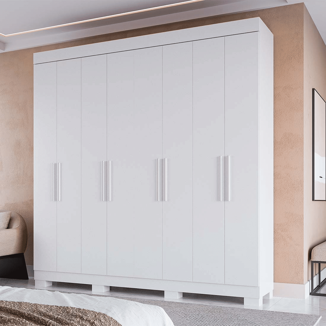 Guarda-Roupa Casal 100% MDF 8 Portas ACP Móveis Hanna Branco