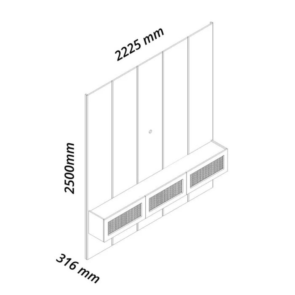 Home Painel Realce Native 2.20m  2 Portas Com Led 100% MDF Até 84 Polegadas Gelius - Off White